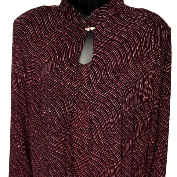 VTG Blu Sage 2 Piece Jacket & Tank Top Set Women's XL Black & Red Glitter USA - Picture 2 of 6